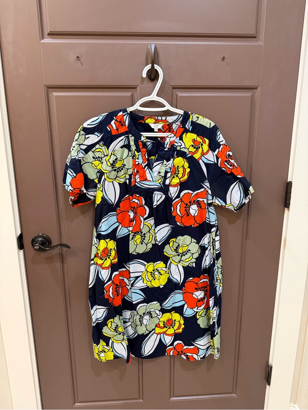 crown & ivy Navy Floral Mini Dress with Red & Yellow Blooms - Picture 1 of 3